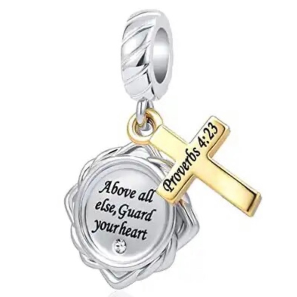 Guard your heart ProverbsCharm, fits Pandora Charm Bracelet, S925 Silver